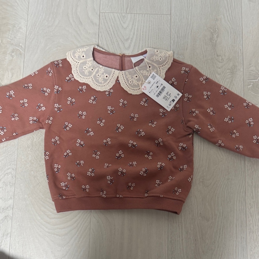 Zara Pink Floral Top with Lace Detail